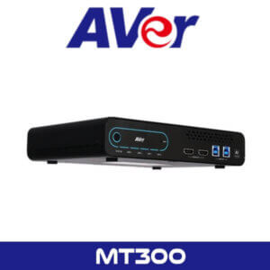 An AVer MT300 series speakerphone device against a white background with the AVer logo above it.