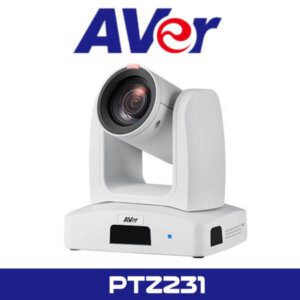 A professional PTZ (pan-tilt-zoom) camera by AVer, model PTZ231, on a white background with the AVer logo above it.