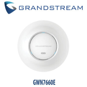 Alt text: Grandstream GWN7660E Wi-Fi access point, a white circular device with the company logo in the center, against a white background.