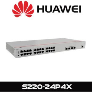 A Huawei S220-24P4X model network switch with multiple ports displayed against a white background.