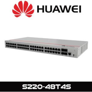 Front view of a Huawei S220-48T4S network switch with ports visible.