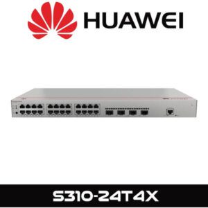 Front view of a Huawei S310-24T4X network switch with ports and logo visible.