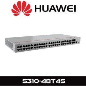 A Huawei S310-48T4S network switch with the Huawei logo on top and model details in the foreground.