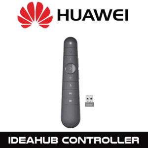 A Huawei IdeaHub remote controller with a USB receiver next to it on a white background.