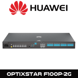 Front view of Huawei OptiXstar F100P-2G with multiple ports and indicators, against a white background.