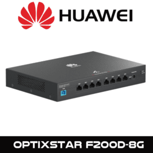 Black Huawei OptiXstar F20OD-8G network switch with multiple ports and company logo displayed.