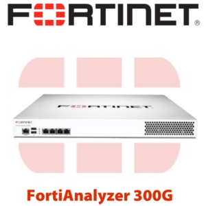 Front view of a Fortinet FortiAnalyzer 300G network security device with the Fortinet logo above.