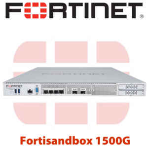 Photo of a Fortinet FortiSandbox 1500G security hardware appliance against a white background with the Fortinet logo on top.