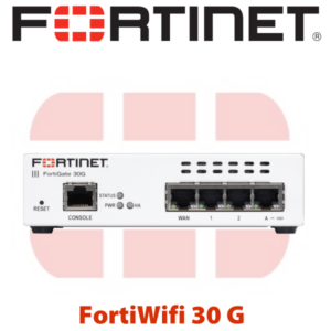 Image of a Fortinet FortiWiFi 30G device with multiple network ports and status indicators.