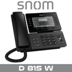 A sleek black Snom D 815 W office telephone with a digital display and handset