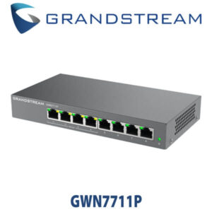 A Grandstream GWN7711P network switch featuring eight Ethernet ports, designed for reliable connectivity in various network environments.