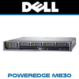 A front view of the DELL PowerEdge M830 server showcasing its multiple drive bays and sleek design.