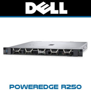 A sleek, front-facing view of the Dell PowerEdge R250 server showcasing its design and features.