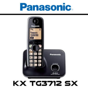 A sleek cordless phone with a base station, featuring a digital display and buttons for easy dialing, branded by Panasonic.