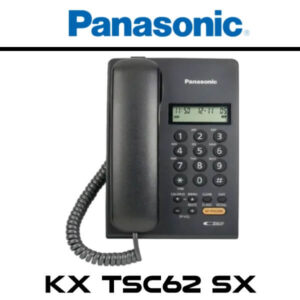 A sleek black corded telephone featuring a digital display and numeric keypad, designed for clear communication.