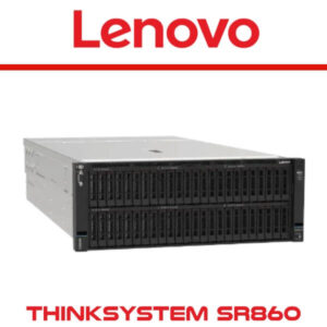 Front view of Lenovo ThinkSystem SR860 server showcasing multiple drive bays and a sleek design.