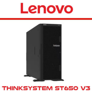 A black Lenovo ThinkSystem ST650 V3 desktop server with a distinctive grill design, showcasing its robust and professional appearance.